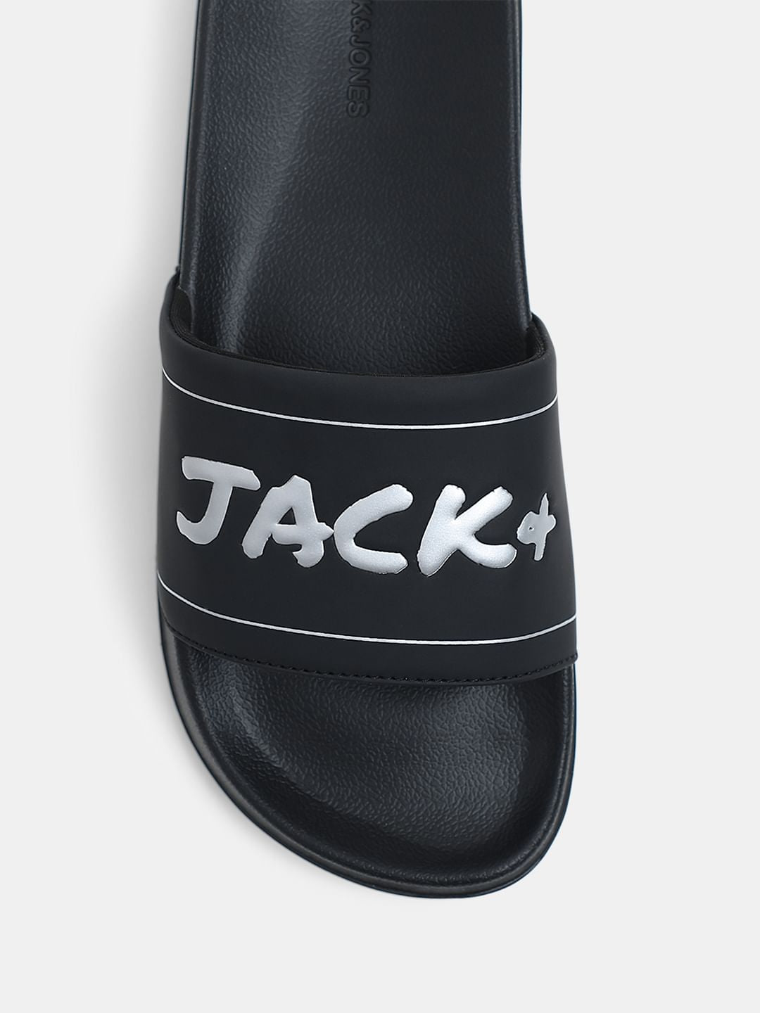 Black Logo Print Pool Sliders