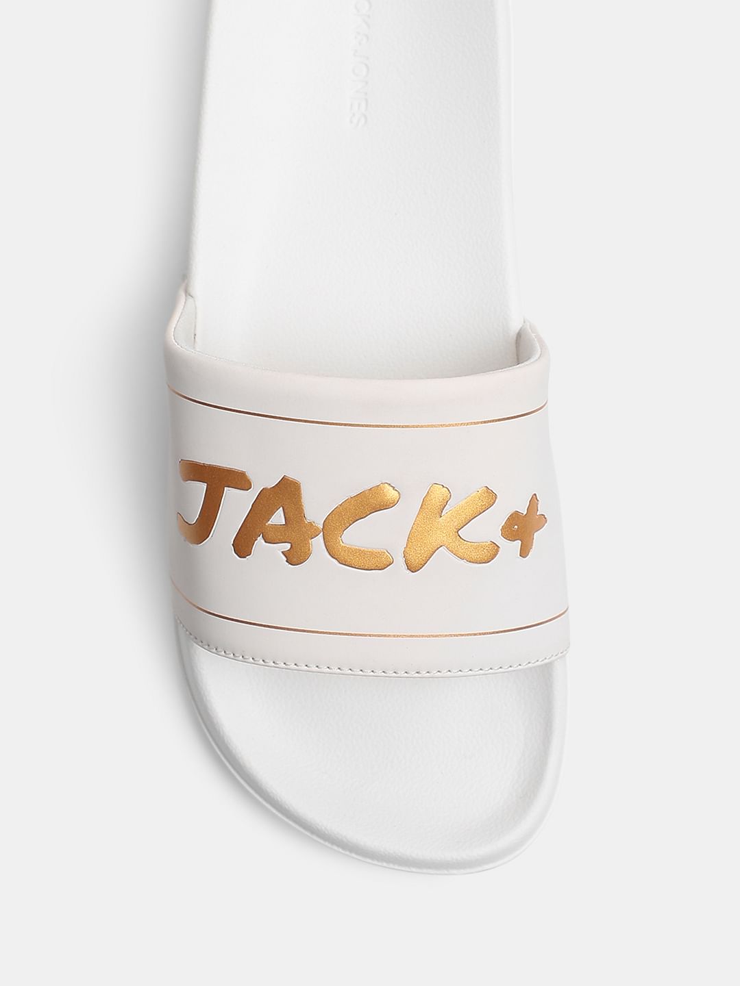 White Logo Print Pool Sliders