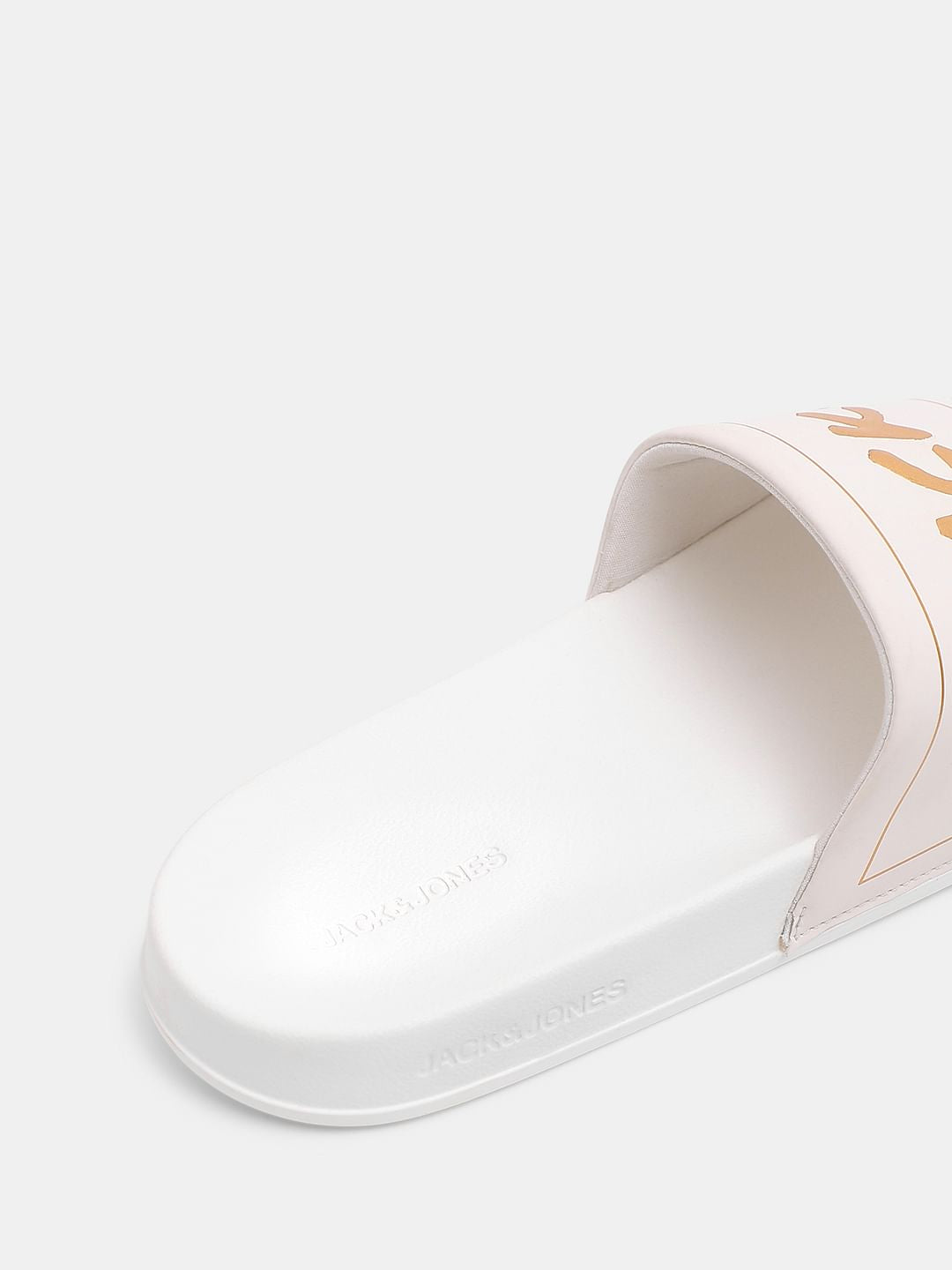 White Logo Print Pool Sliders