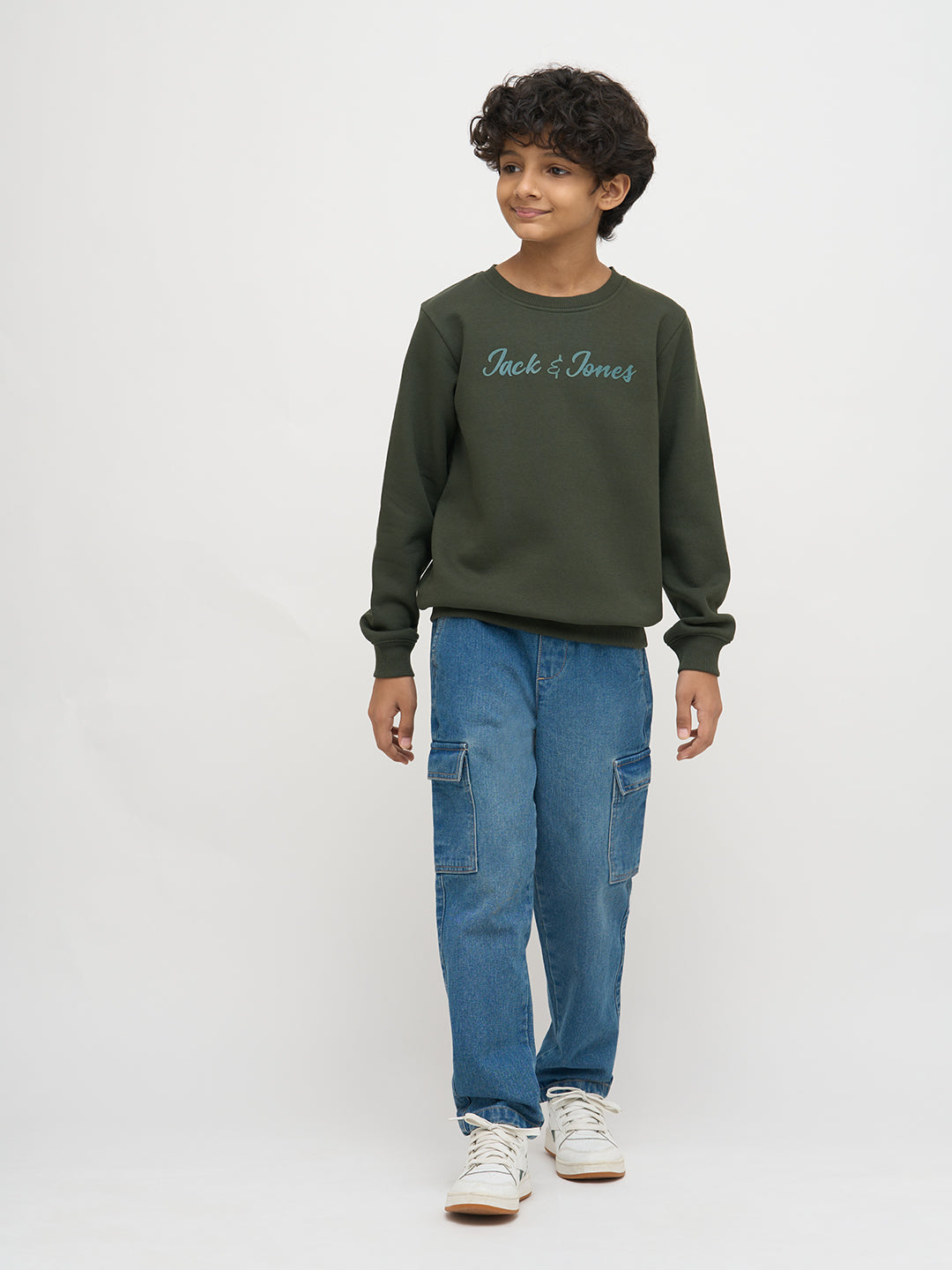 Boys Blue Washed Cargo Jeans