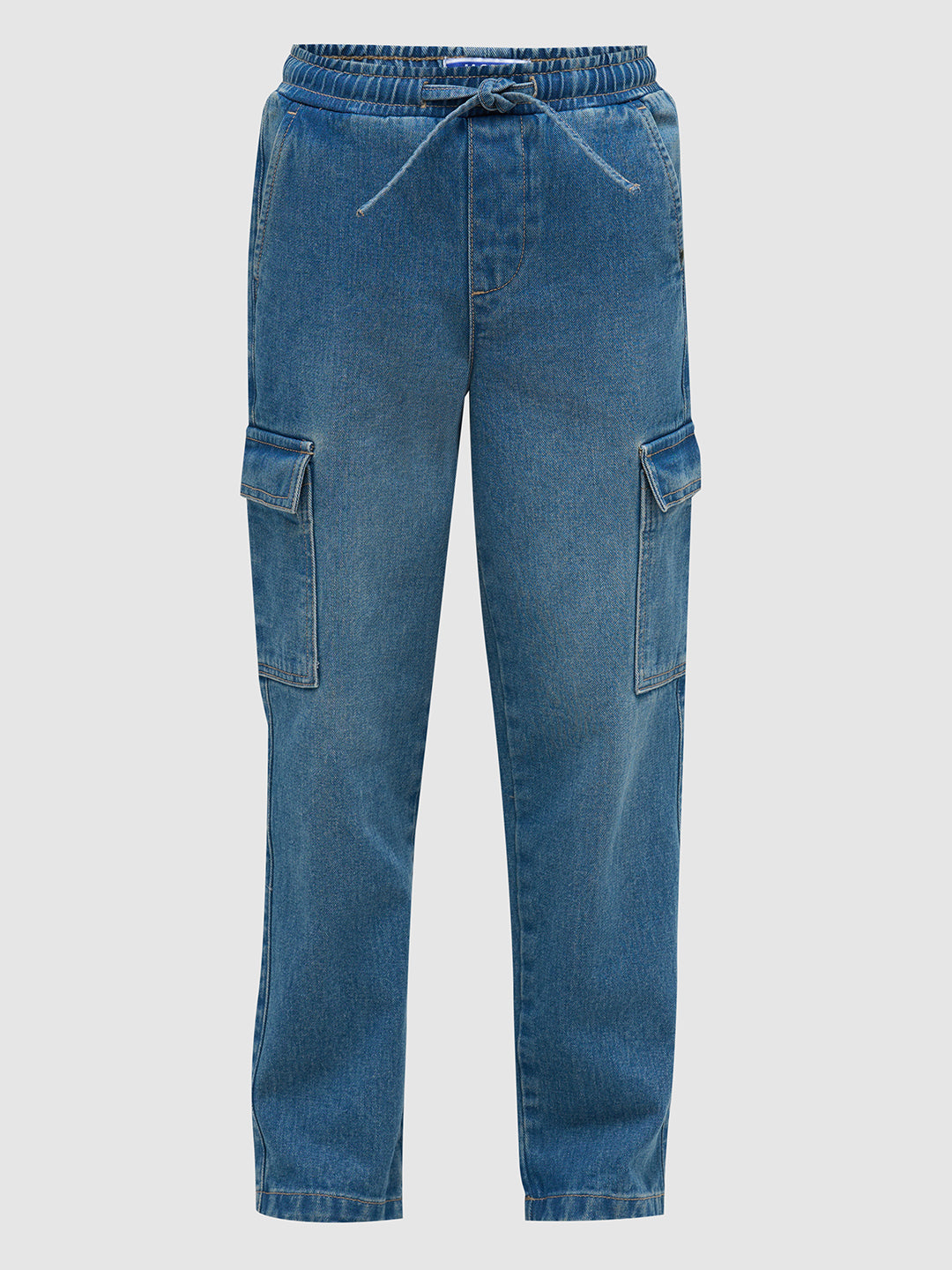 Boys Blue Washed Cargo Jeans