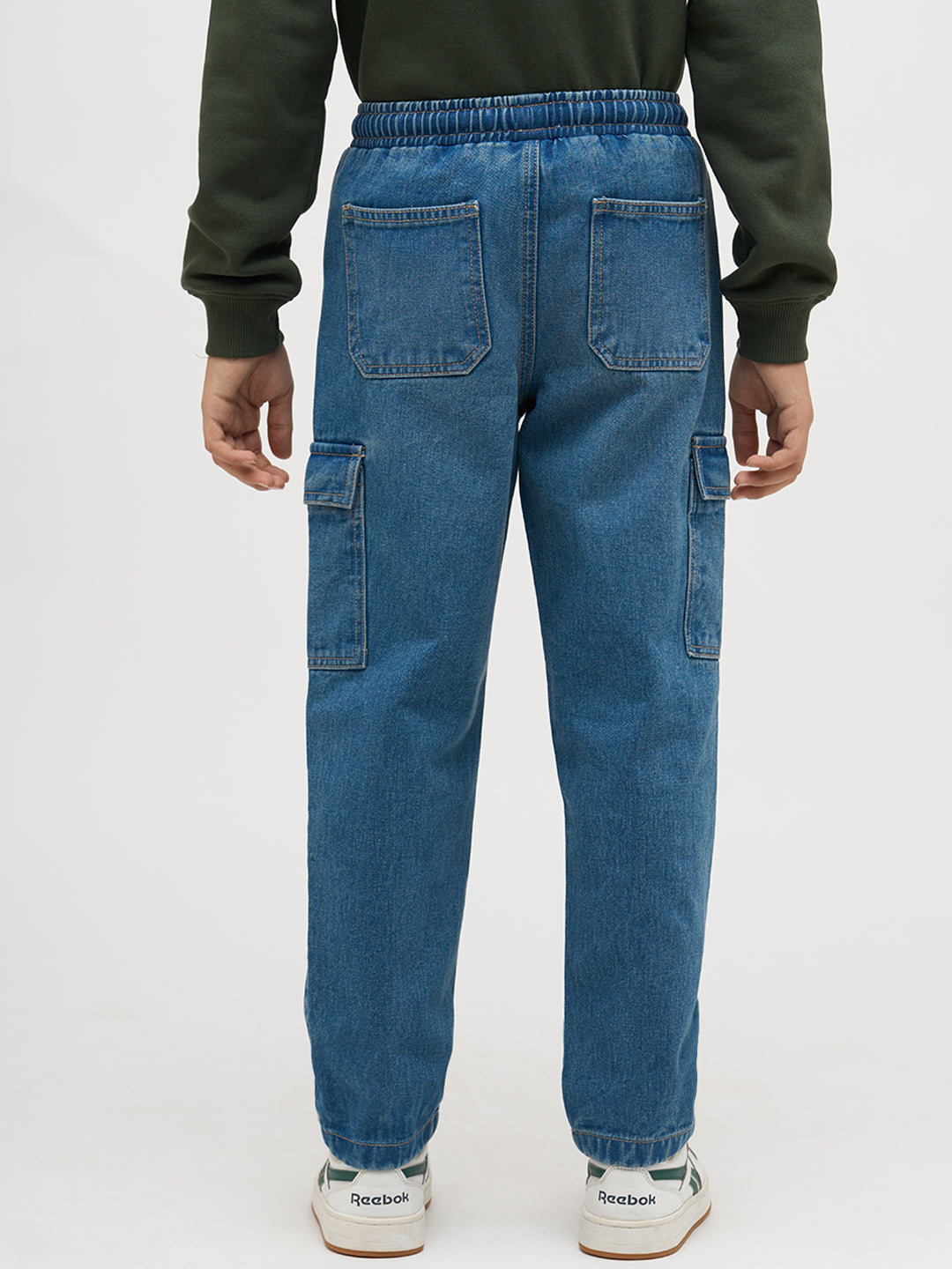 Boys Blue Washed Cargo Jeans