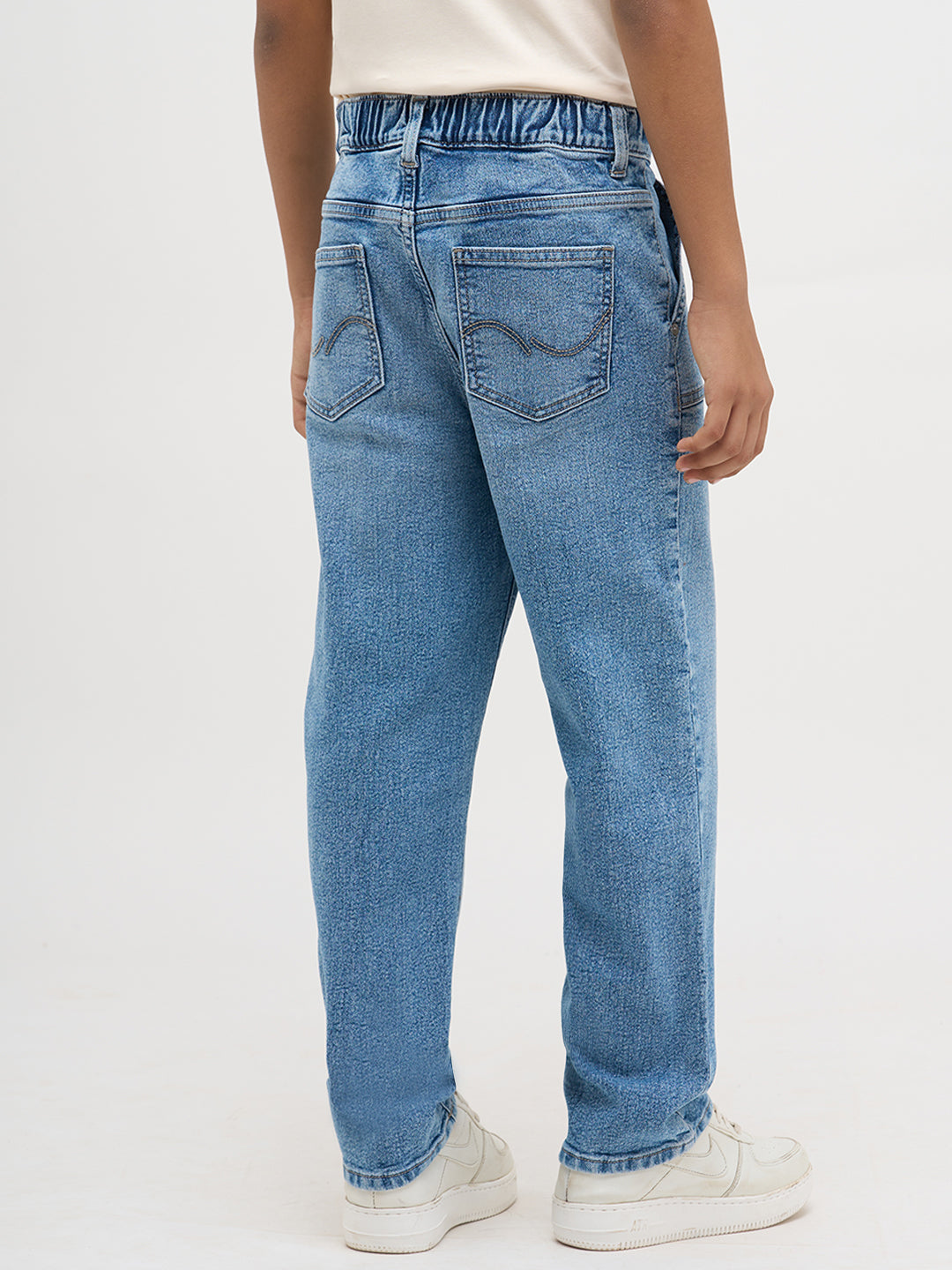Light Blue Patch Pocket Loose Fit Jeans