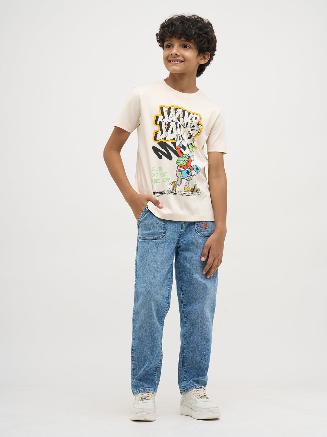 Light Blue Patch Pocket Loose Fit Jeans