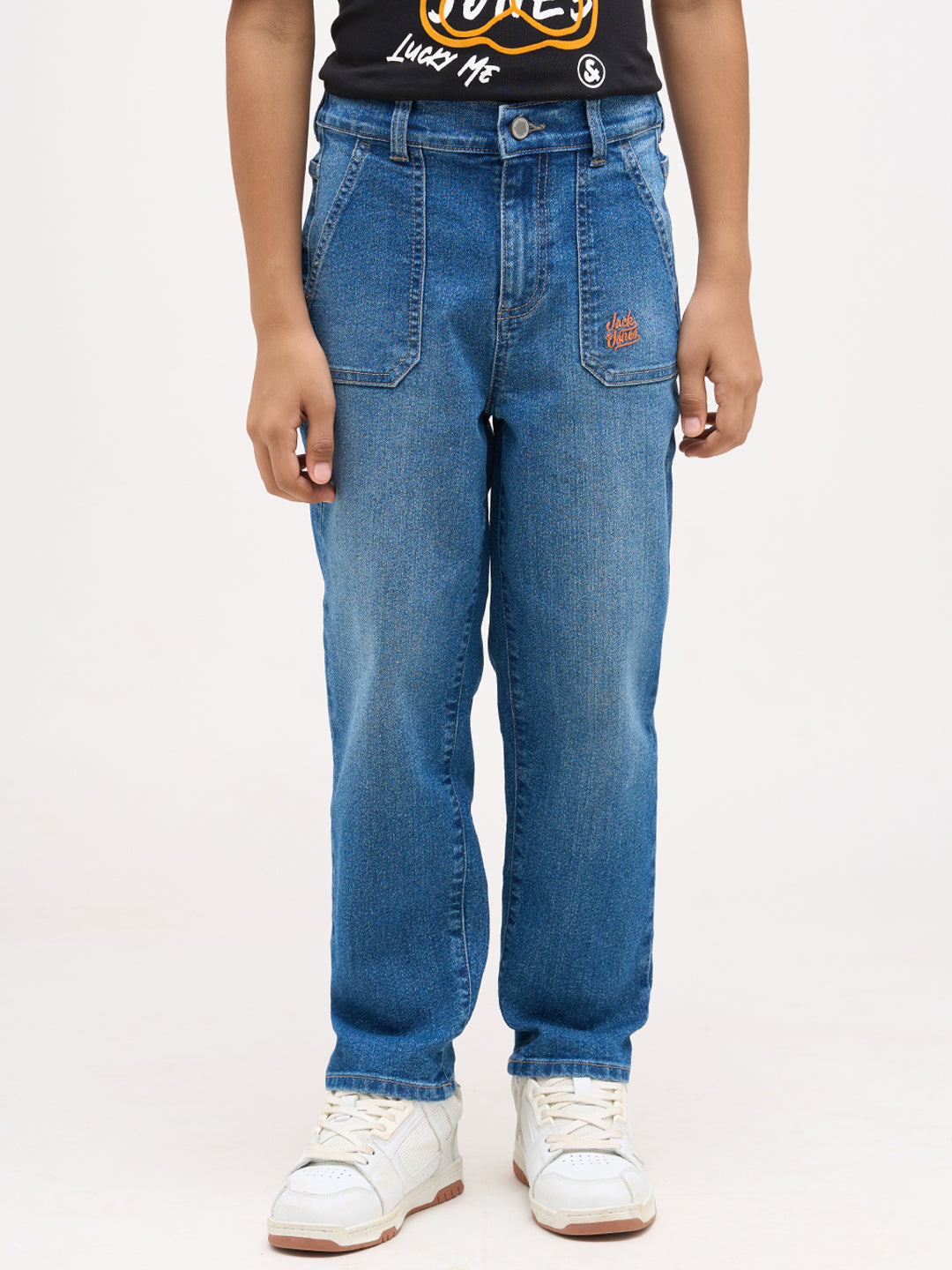 Boys Mid Rise Washed Loose Fit Jeans