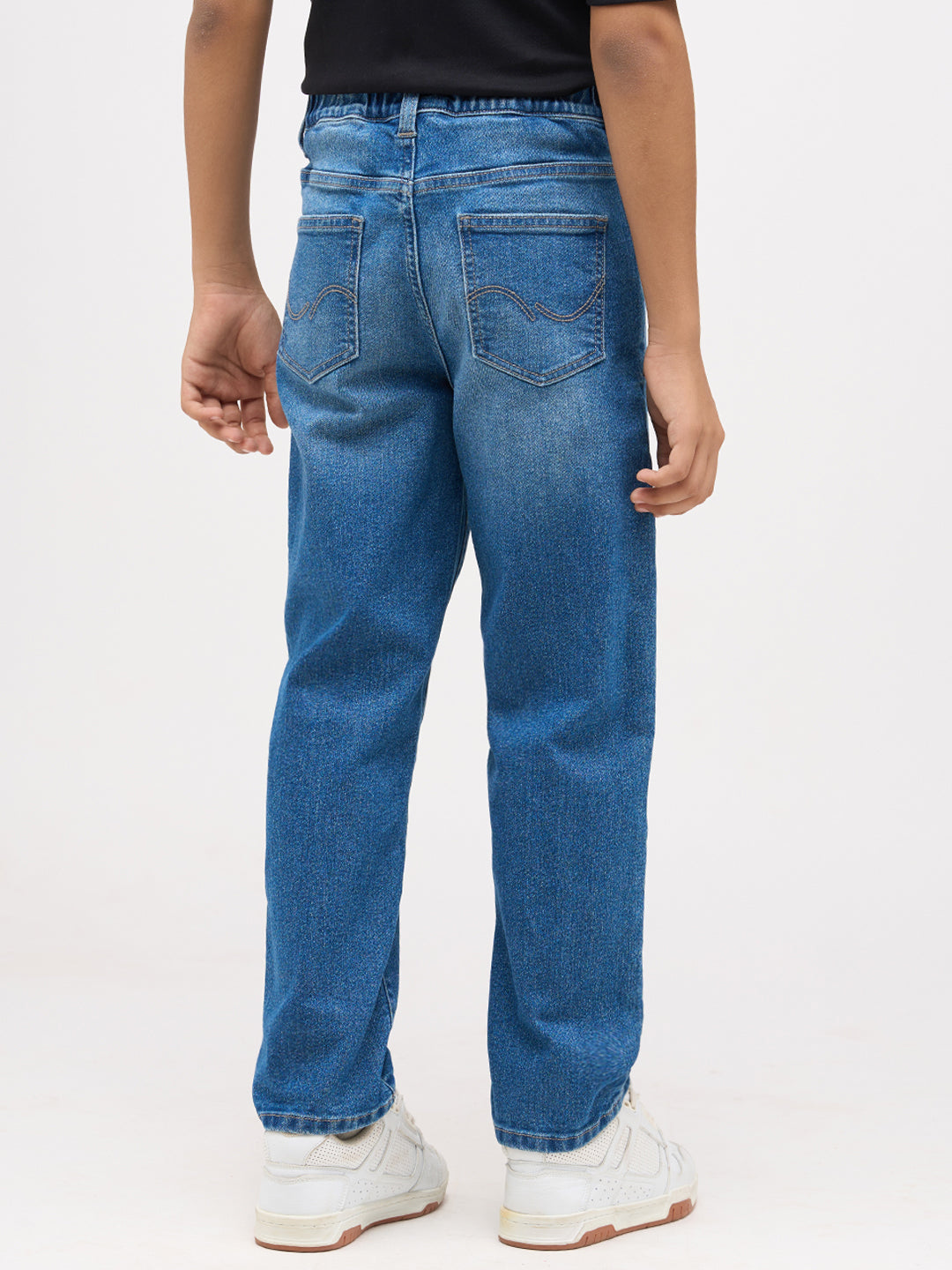 Boys Mid Rise Washed Loose Fit Jeans