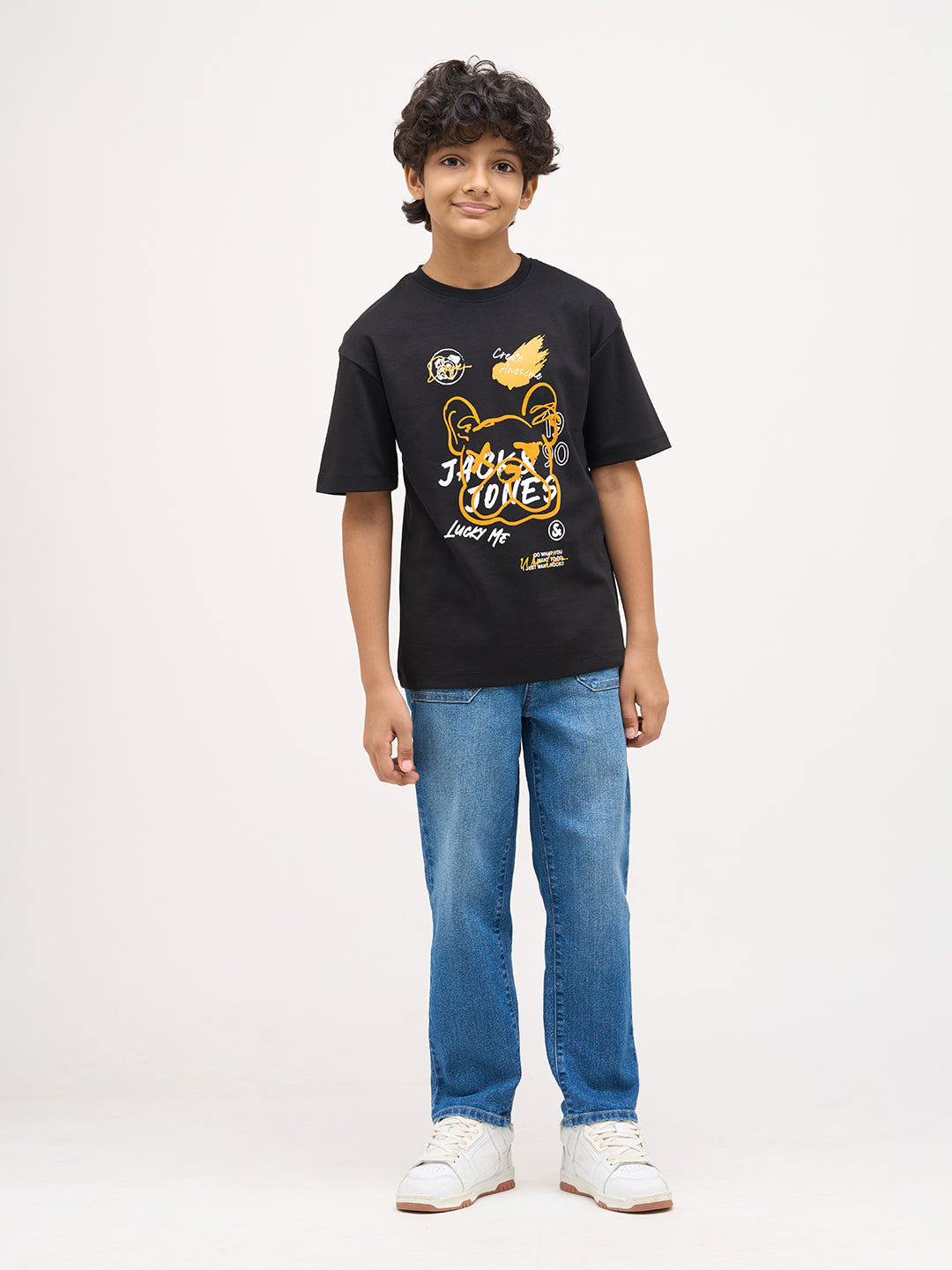 Boys Mid Rise Washed Loose Fit Jeans