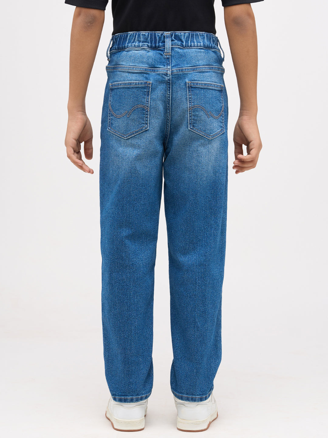 Boys Mid Rise Washed Loose Fit Jeans