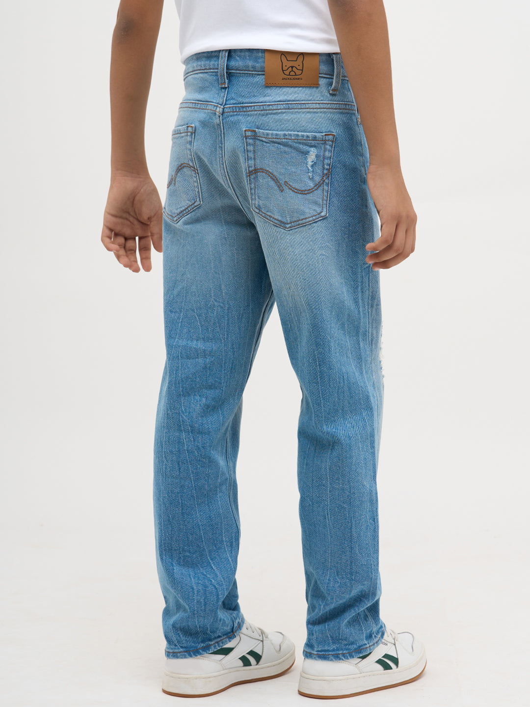 Blue Distressed Regular Fit Jeans