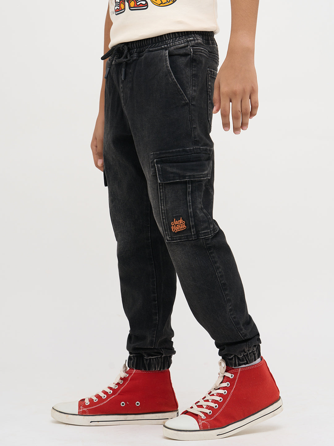 Black Cotton Faded Jogger Jeans