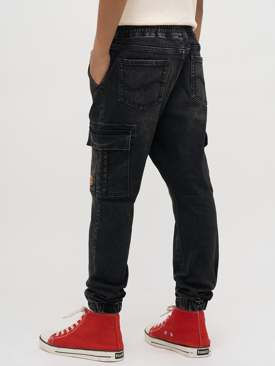Black Cotton Faded Jogger Jeans