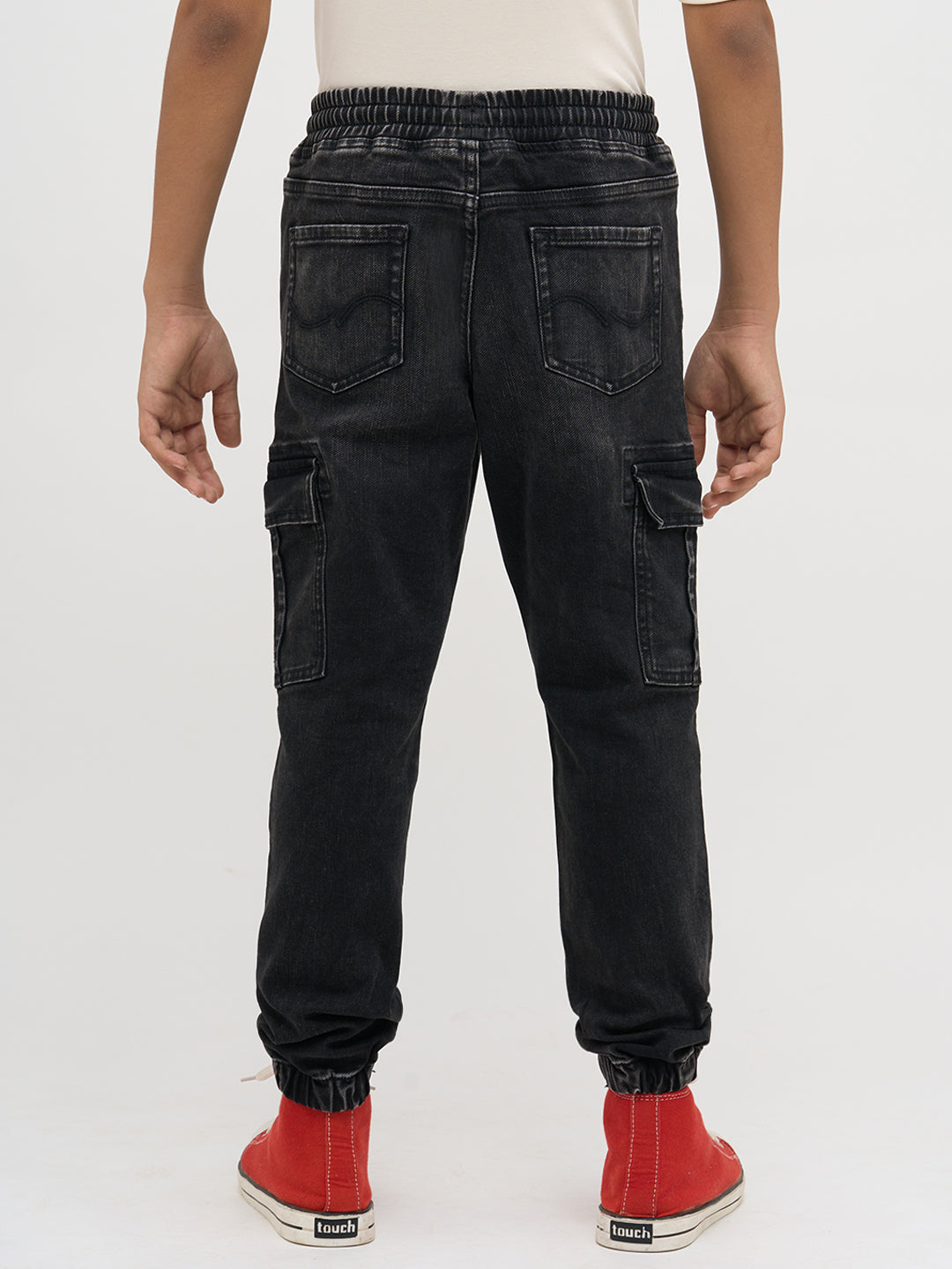 Black Cotton Faded Jogger Jeans