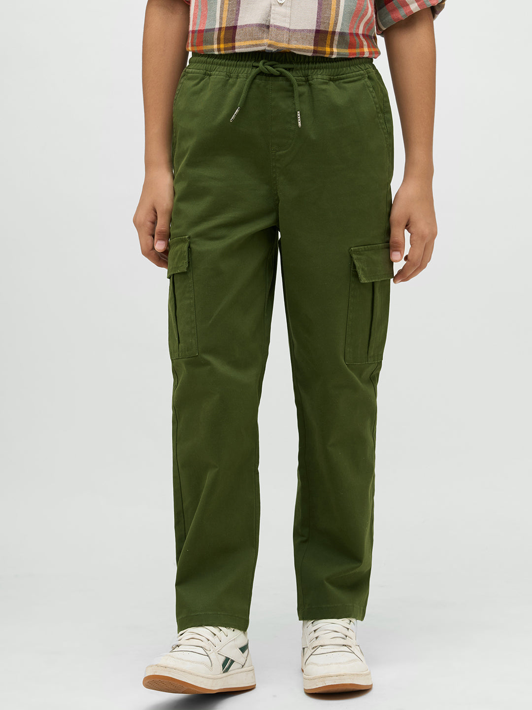 Boys Dark Green Cotton Pants