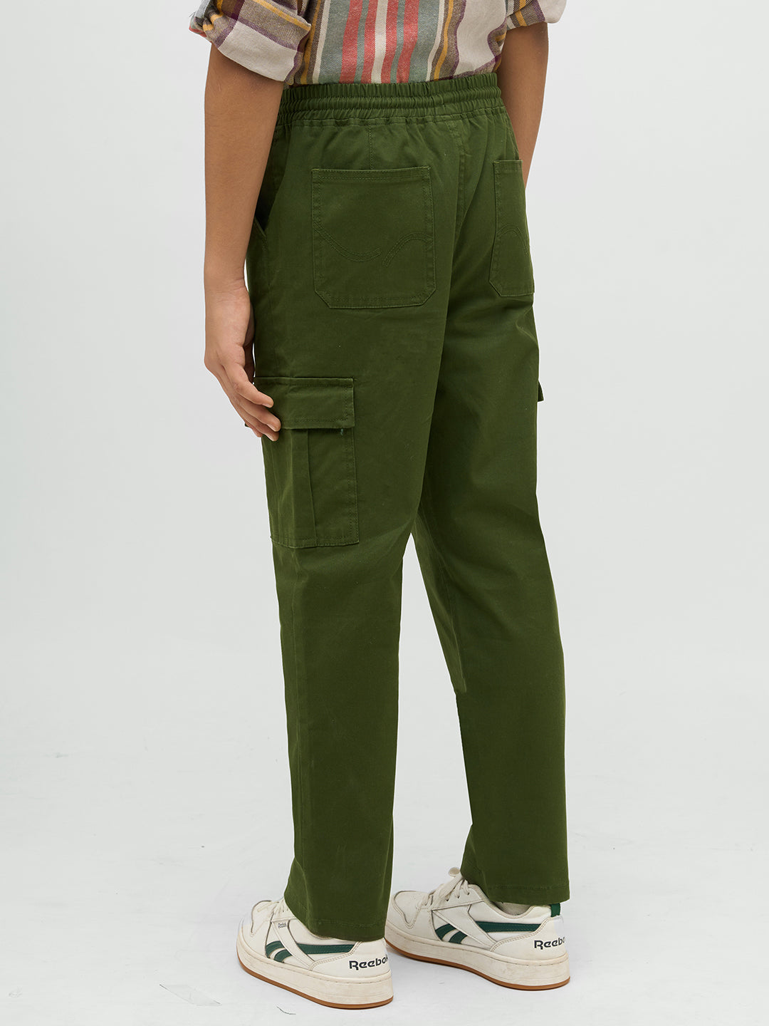 Boys Dark Green Cotton Pants