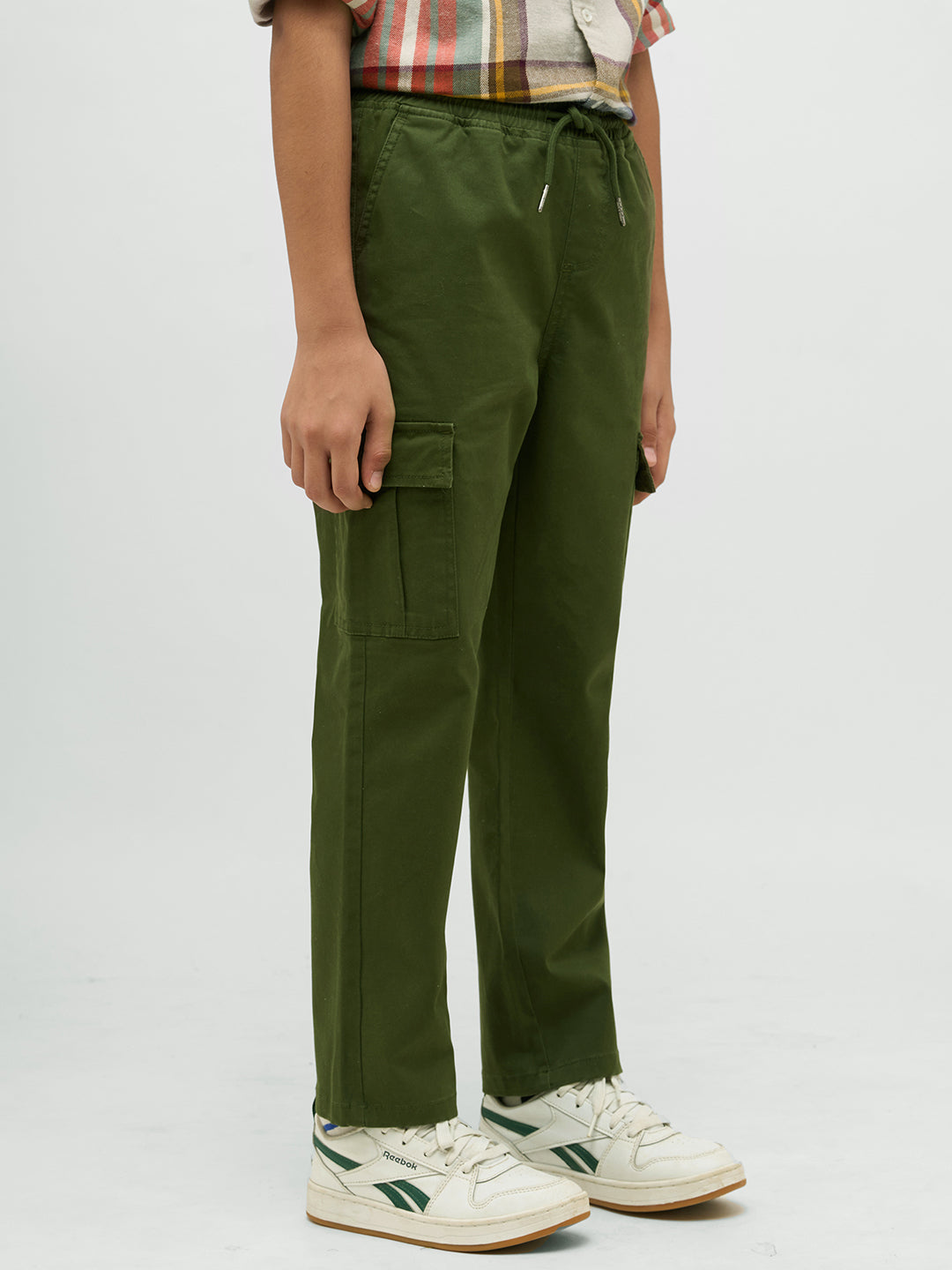 Boys Dark Green Cotton Pants