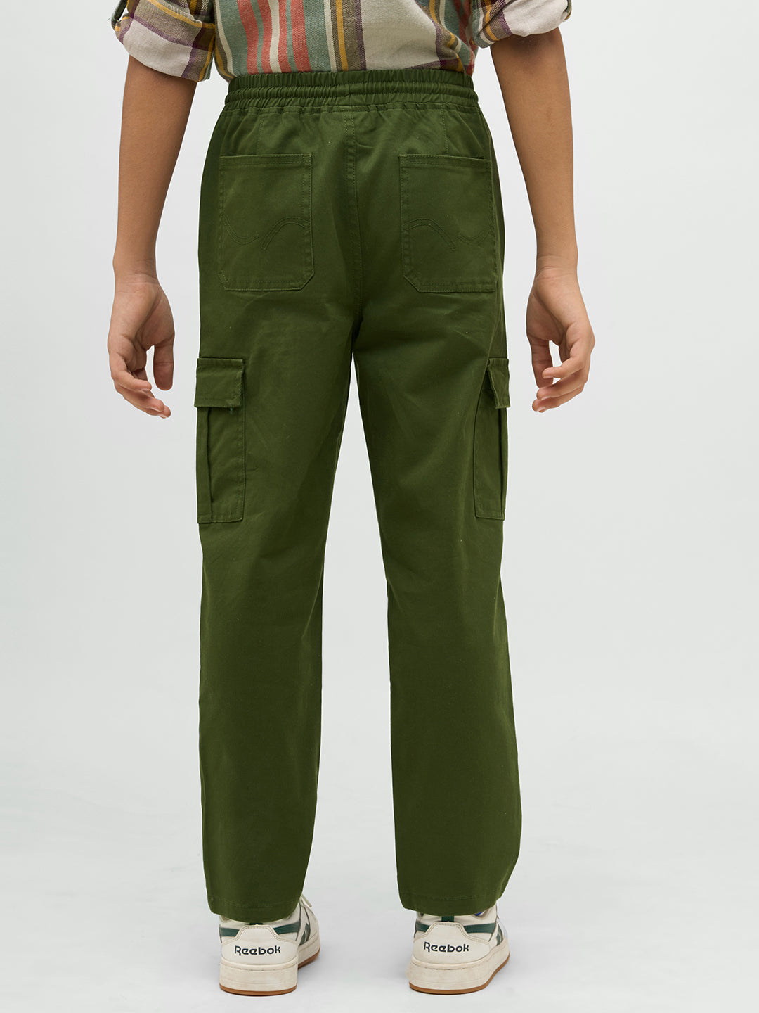 Boys Dark Green Cotton Pants