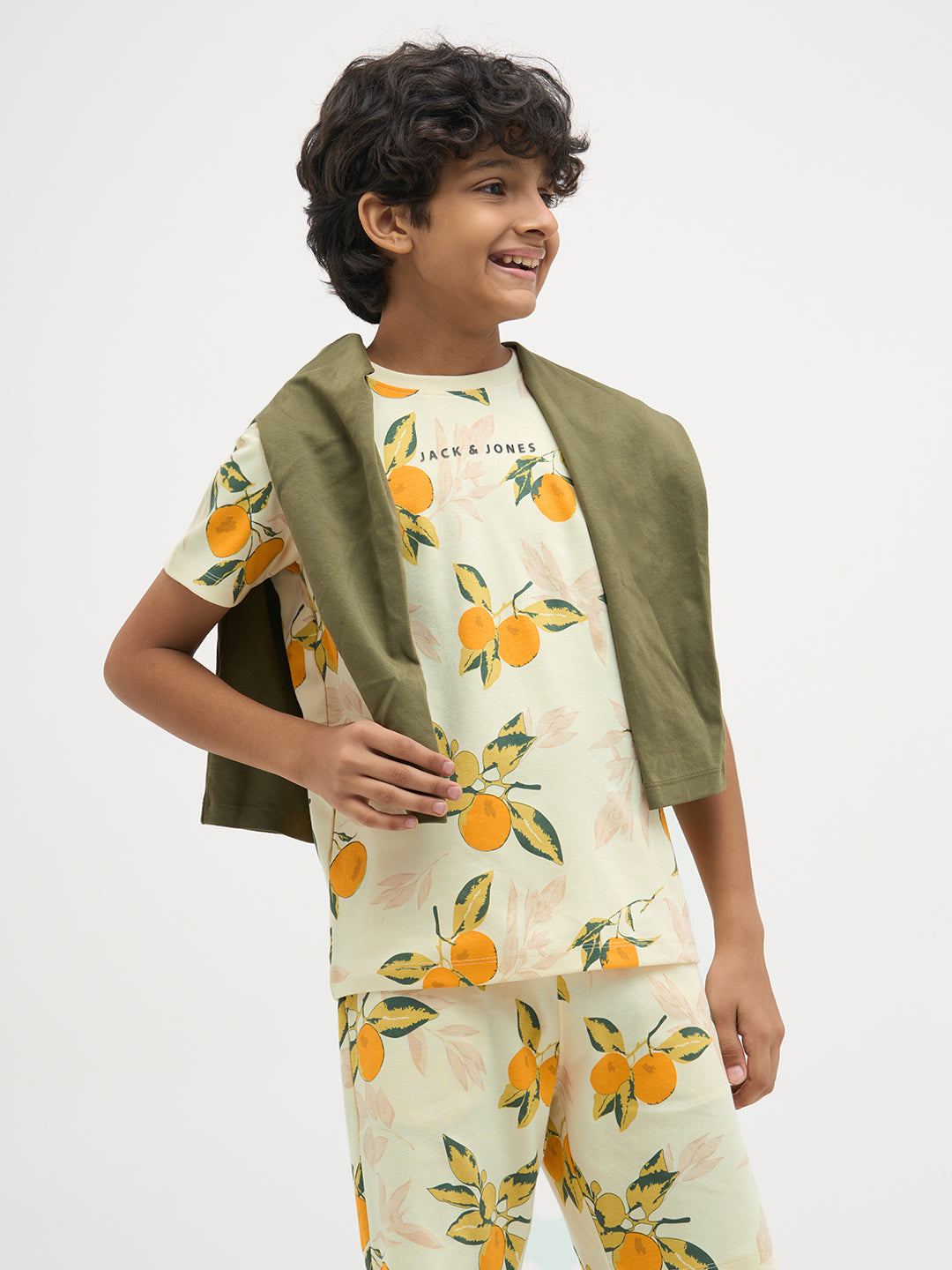 Light Yellow Printed Cotton T-Shirt