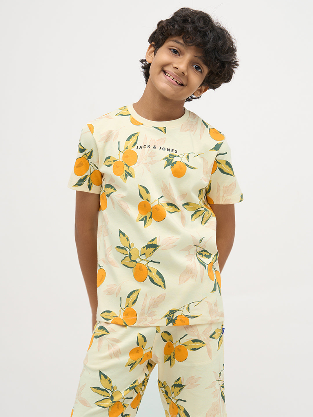 Light Yellow Printed Cotton T-Shirt