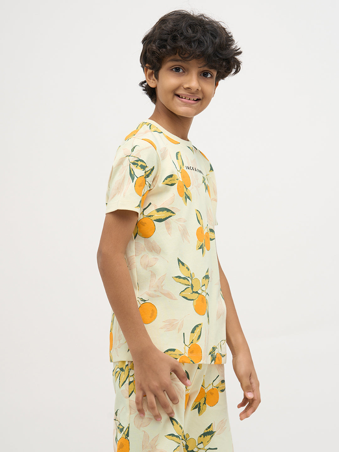 Light Yellow Printed Cotton T-Shirt