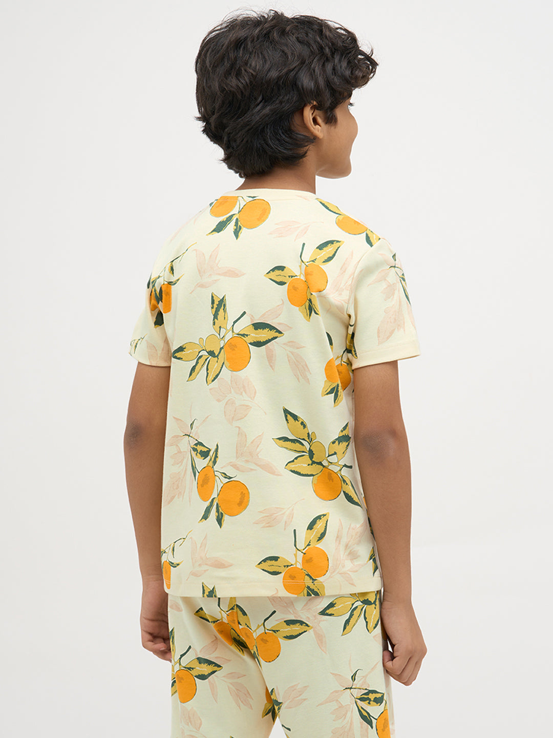 Light Yellow Printed Cotton T-Shirt
