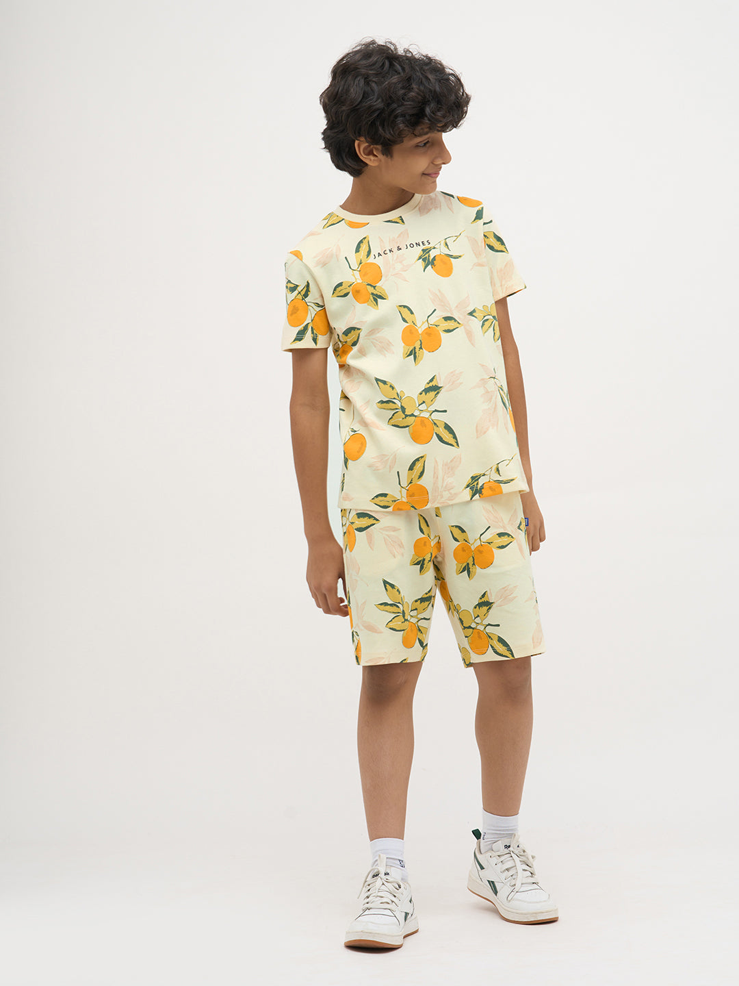 Light Yellow Printed Cotton T-Shirt