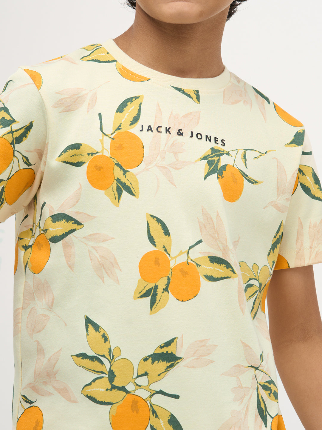 Light Yellow Printed Cotton T-Shirt