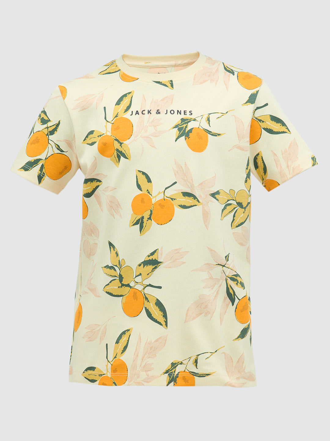 Light Yellow Printed Cotton T-Shirt