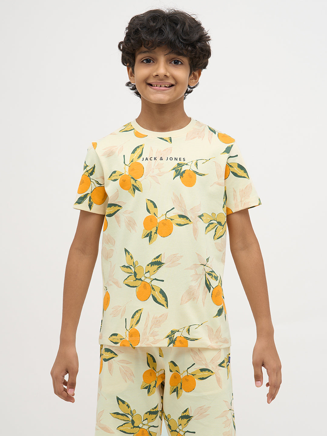 Light Yellow Printed Cotton T-Shirt