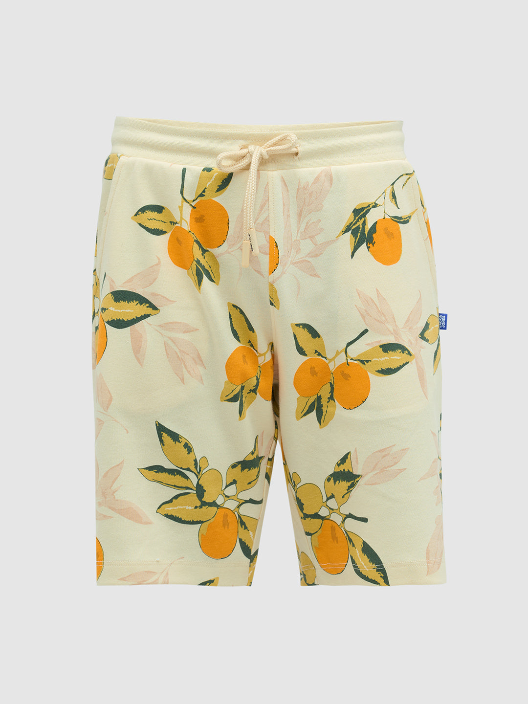 Light Yellow Printed Cotton Shorts