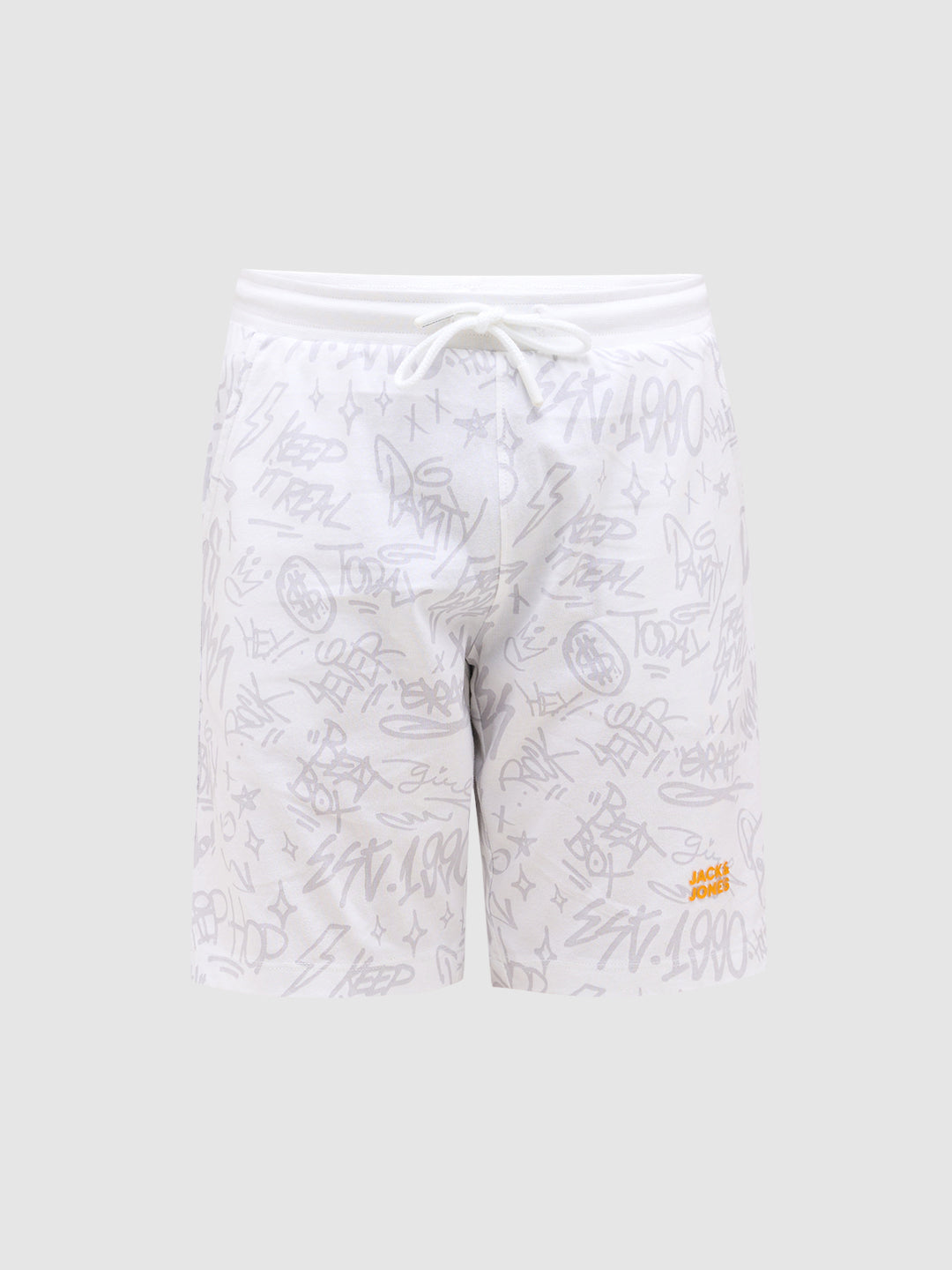 Boys Printed Cotton Shorts - White