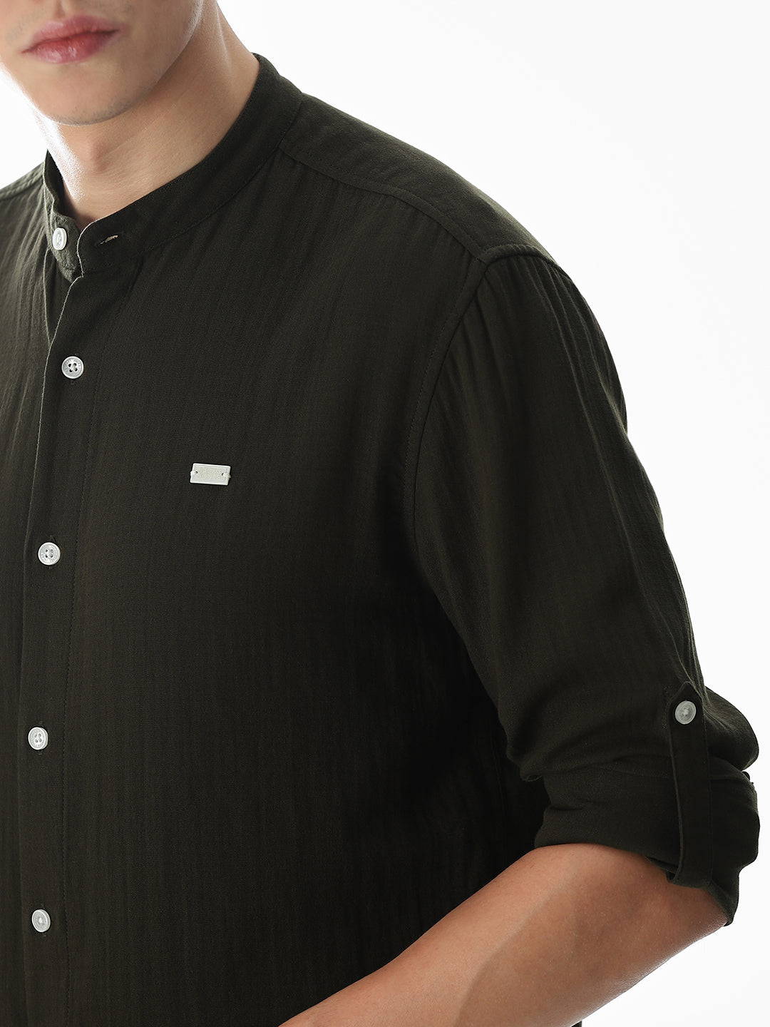 Double Cloth Cotton Shirt - Olive