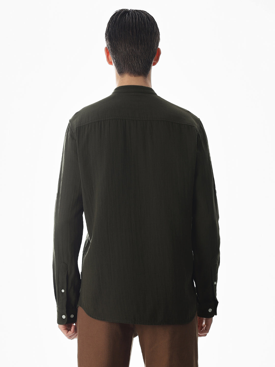Double Cloth Cotton Shirt - Olive