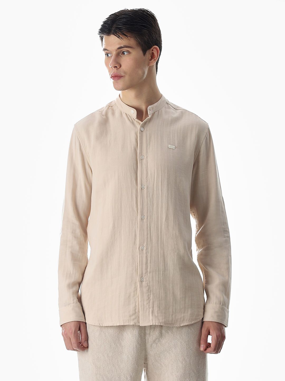 Double Cloth Cotton Shirt - Light Brown