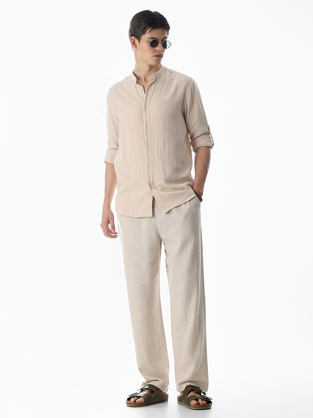 Double Cloth Cotton Shirt - Light Brown