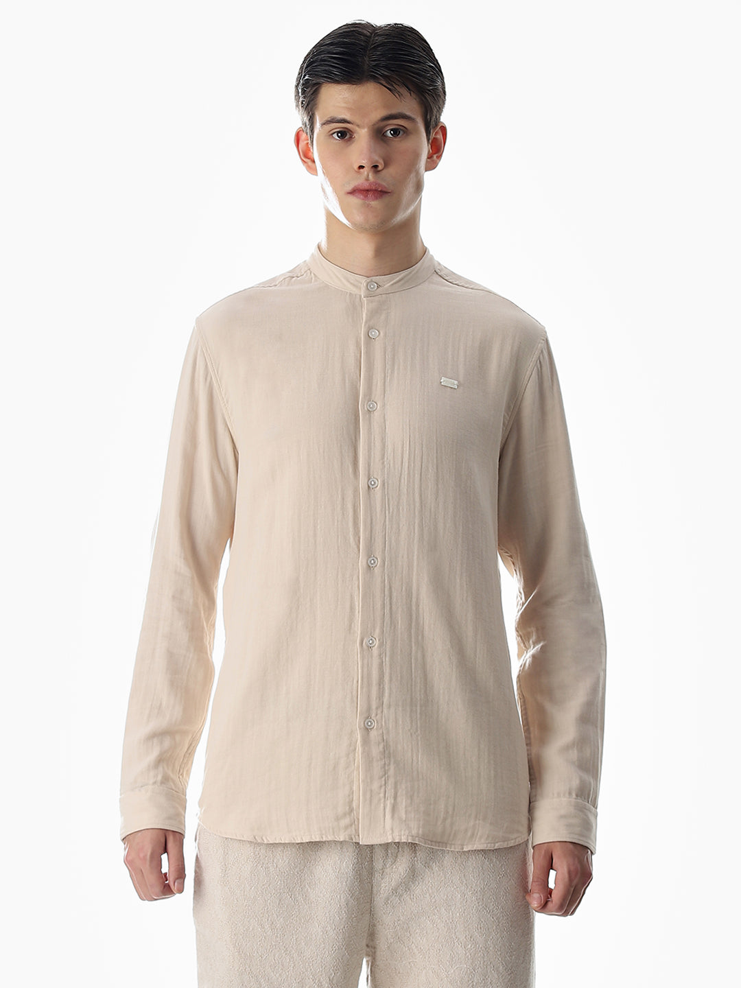 Double Cloth Cotton Shirt - Light Brown