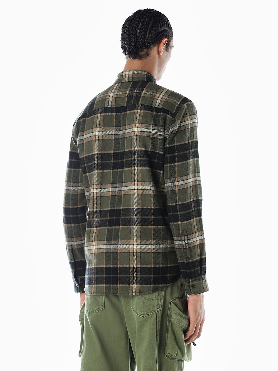 Olive Green Flap Pockets Shirt