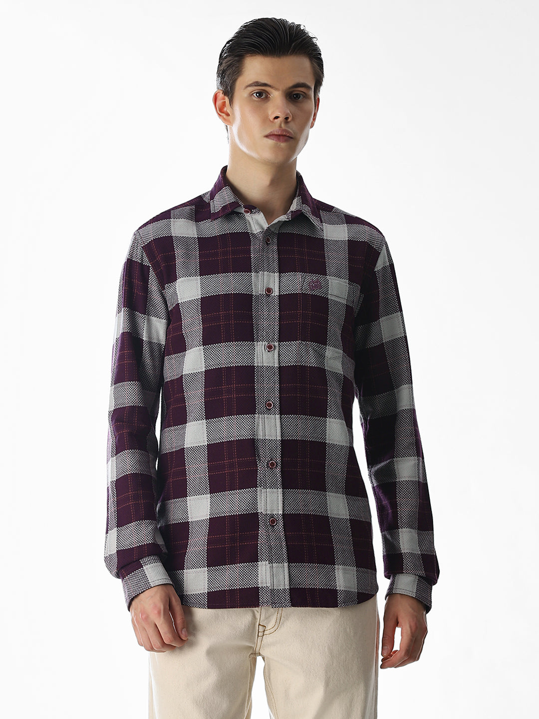 Purple Check Cotton Shirt