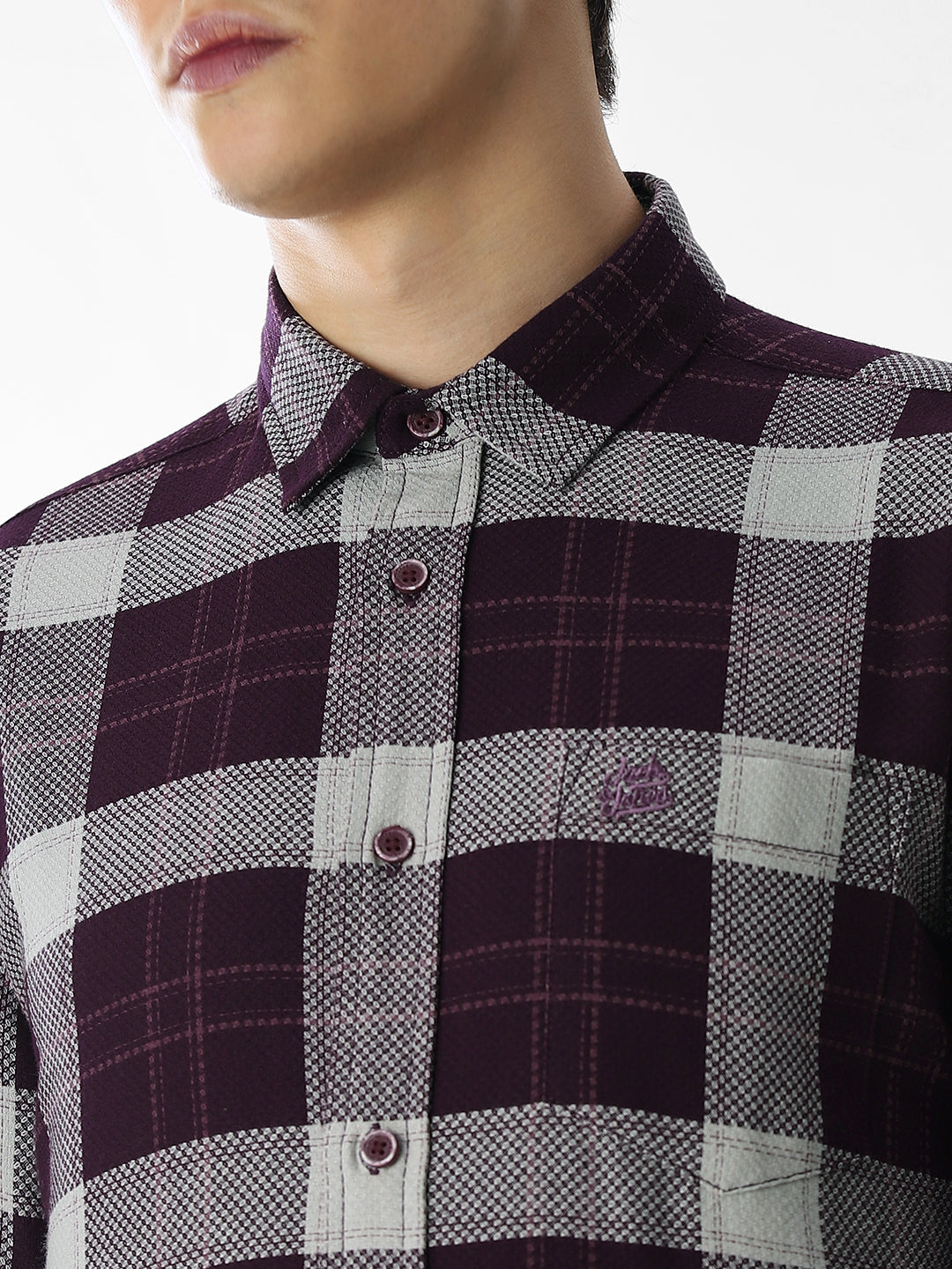 Purple Check Cotton Shirt
