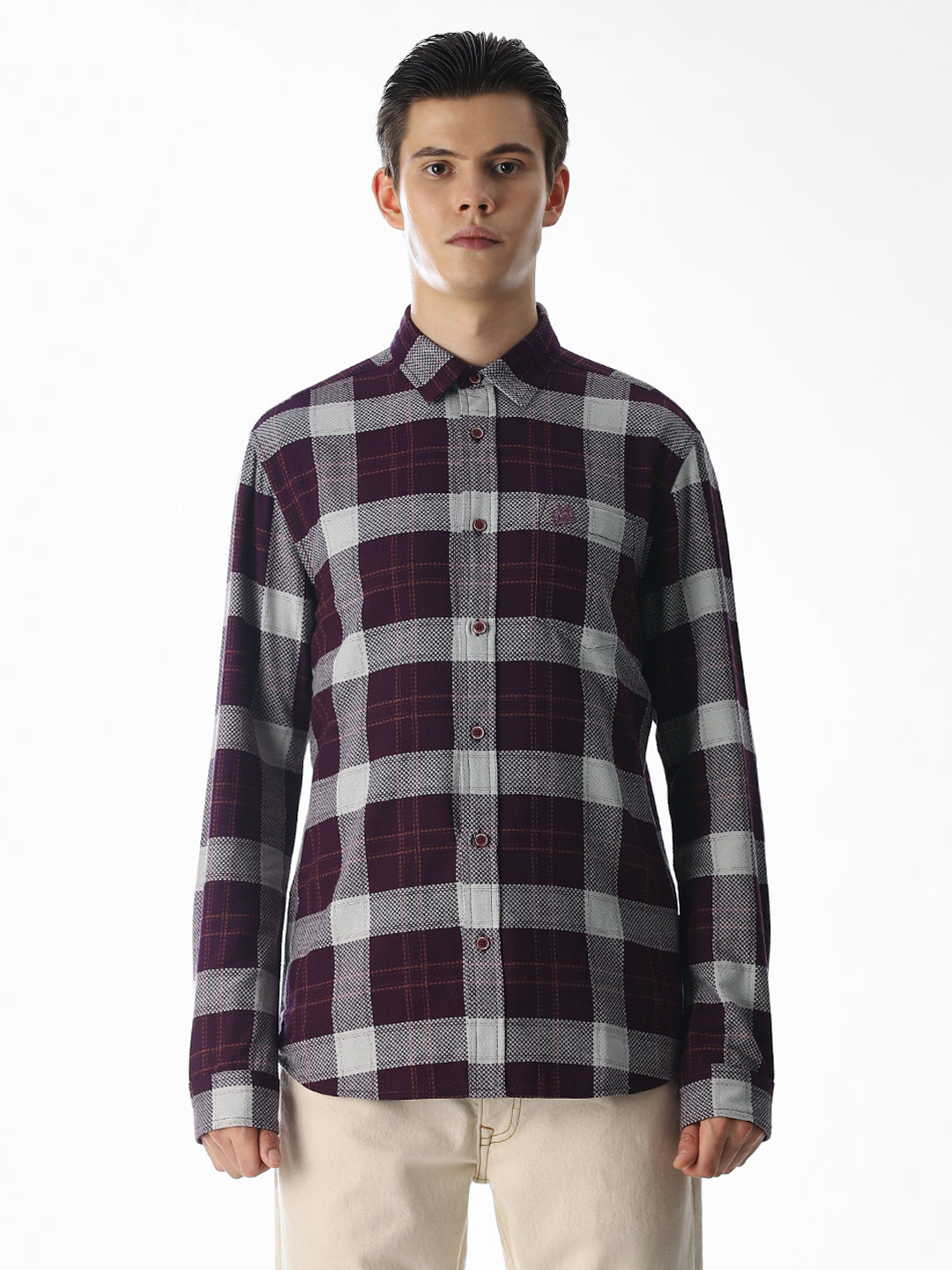 Purple Check Cotton Shirt