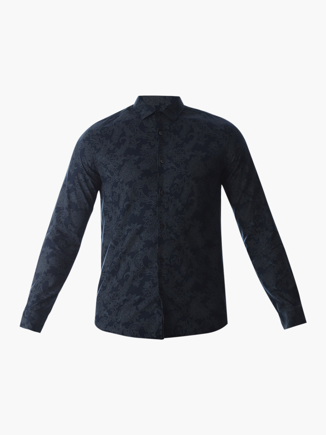 Printed Navy Blue Slim Fit Shirt