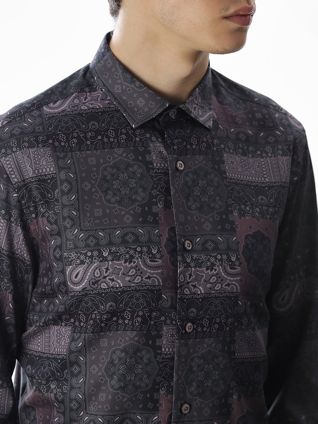 Printed Purple Slim Fit Shirt