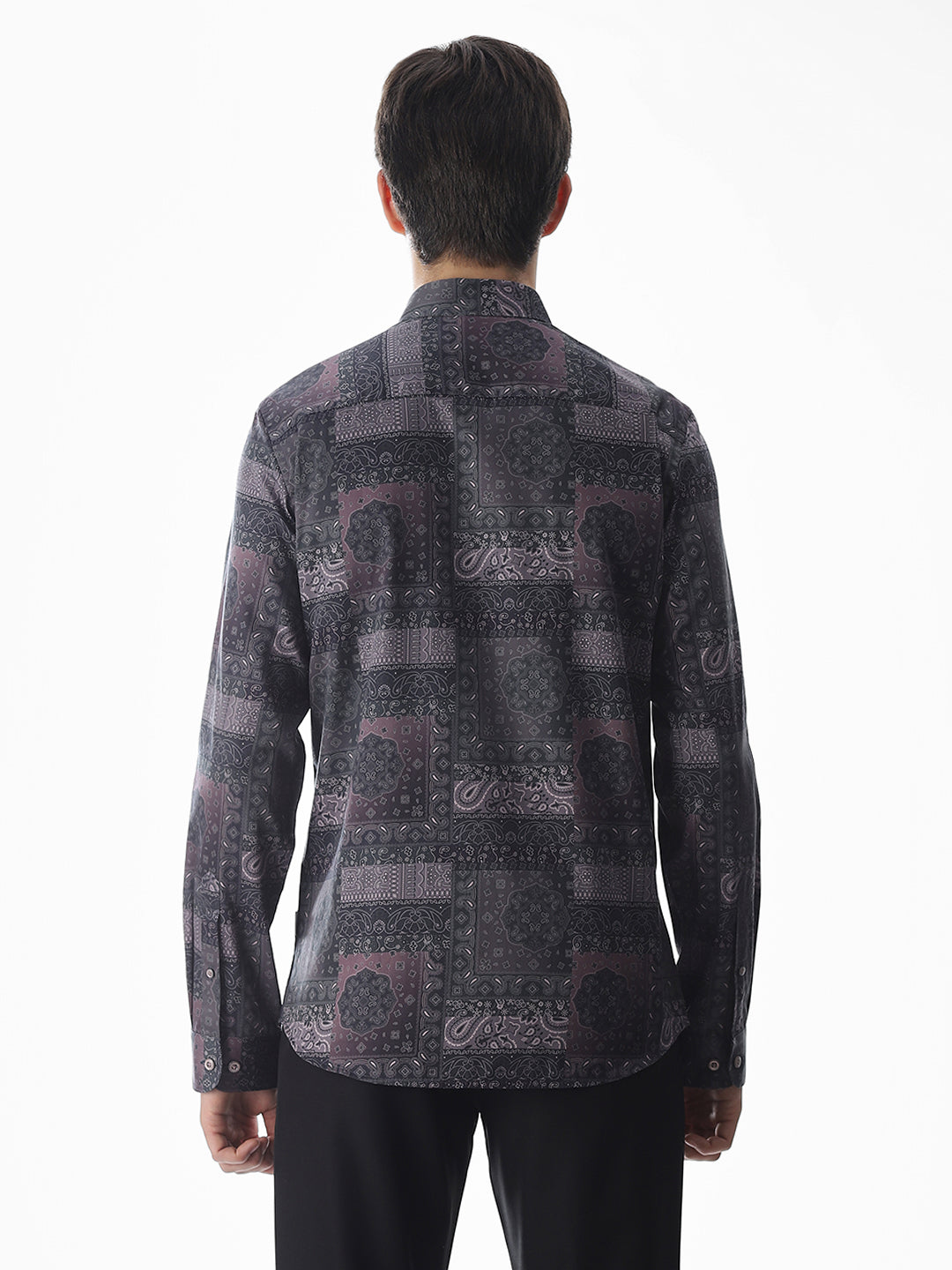 Printed Purple Slim Fit Shirt