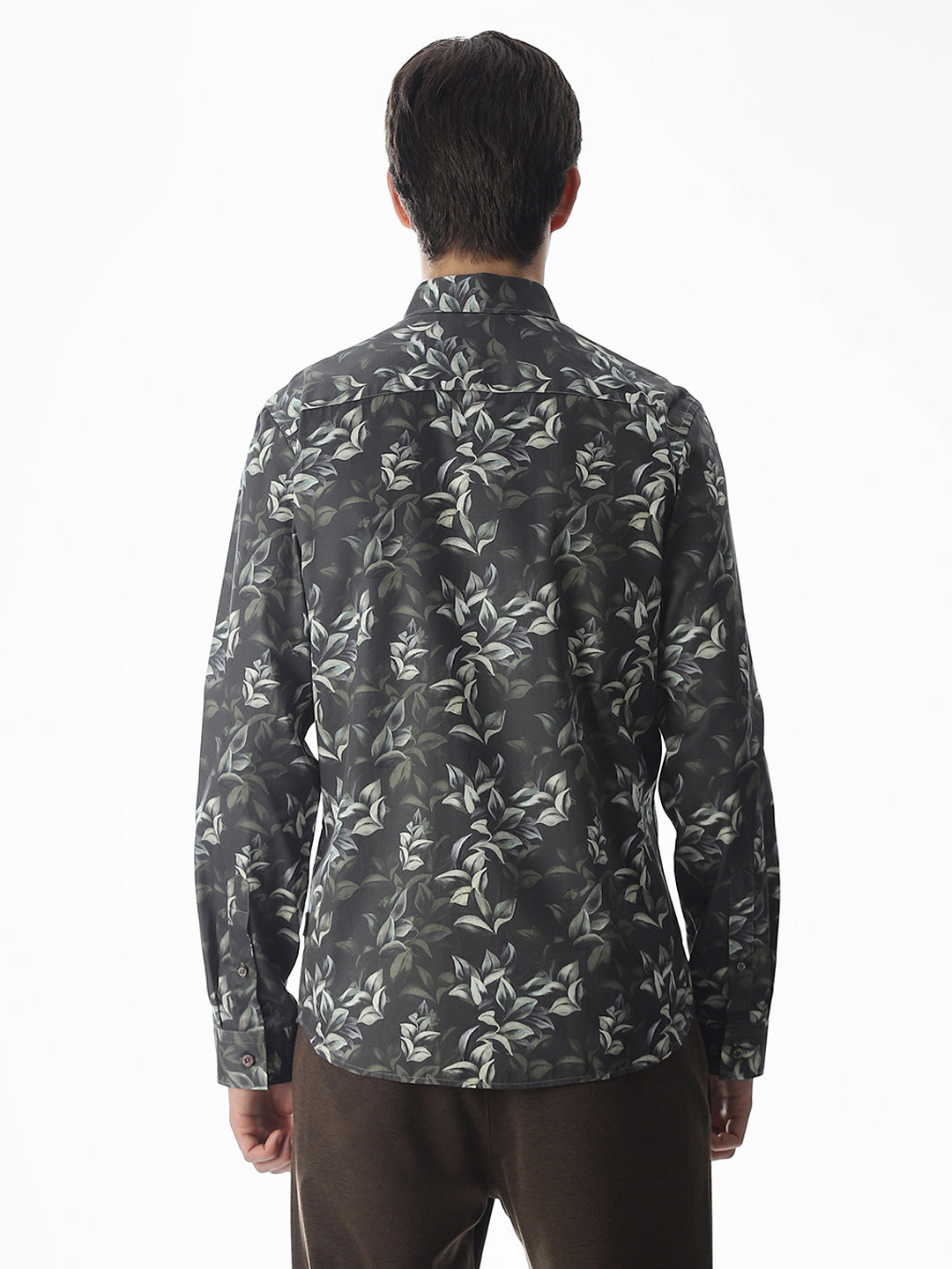 Printed Dark Green Slim Fit Shirt