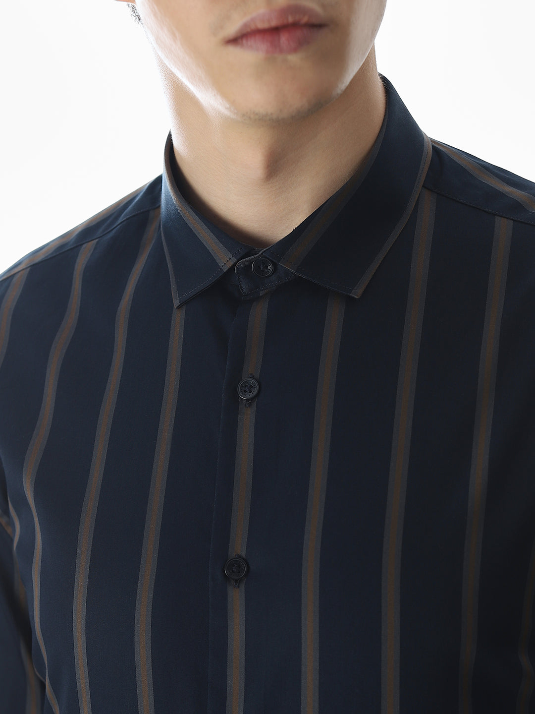 Slim Fit Striped Shirt - Dark Blue