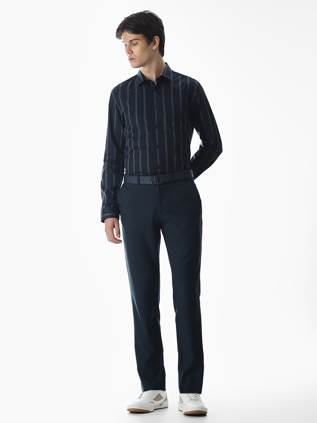 Slim Fit Striped Shirt - Dark Blue