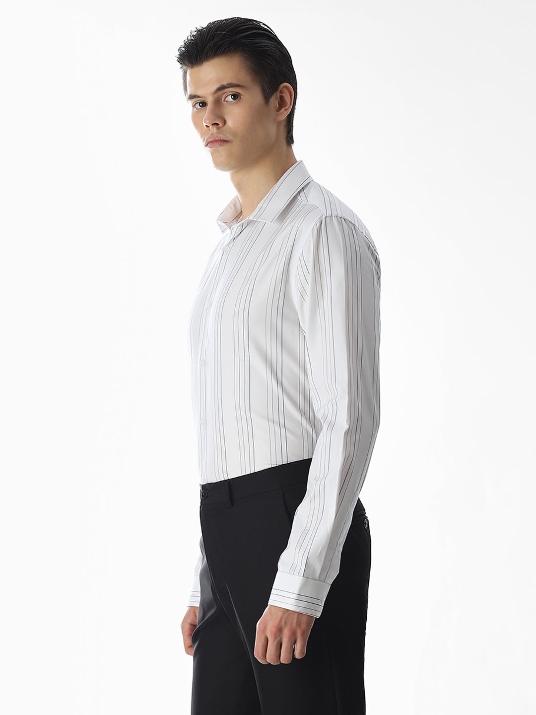 Slim Fit Striped Shirt - White