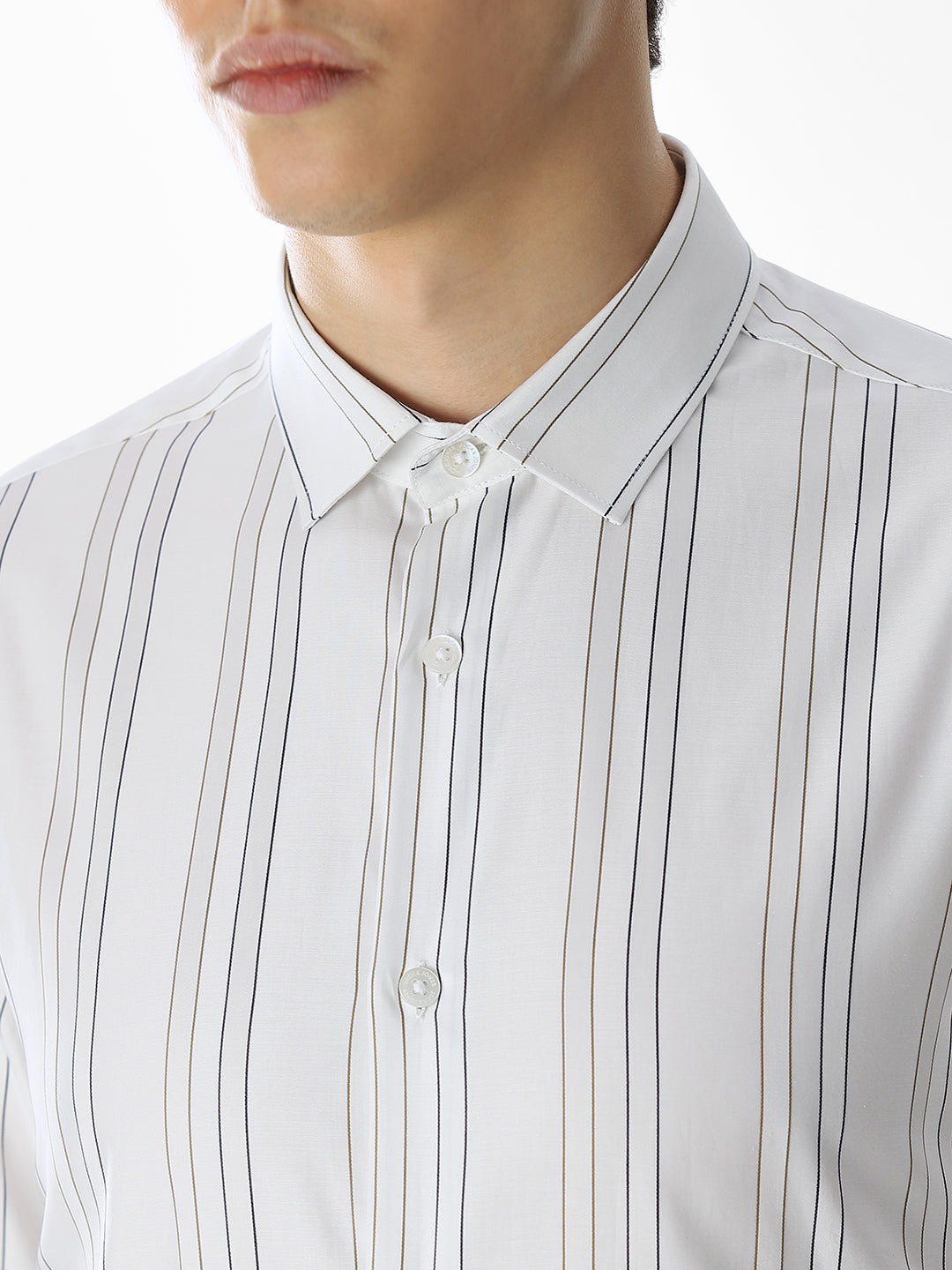 Slim Fit Striped Shirt - White