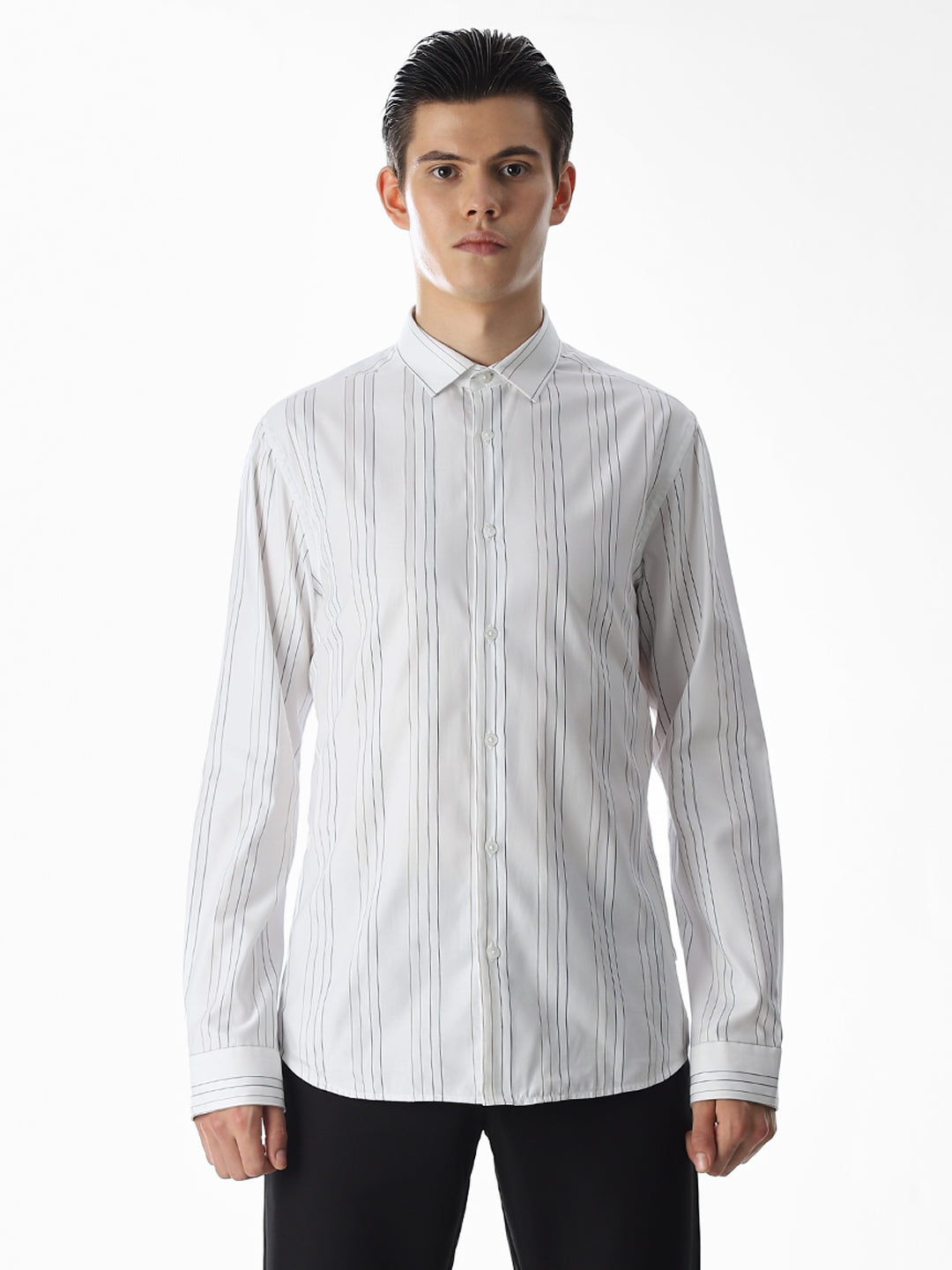 Slim Fit Striped Shirt - White