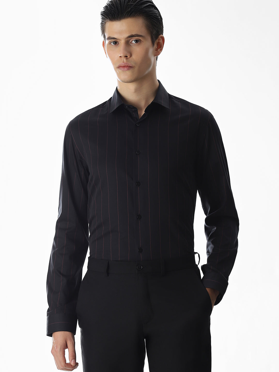 Black Striped Cotton Shirt