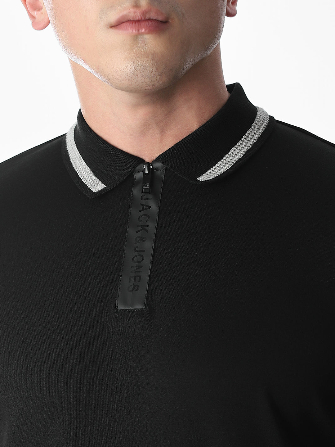 Zip Detail Cotton Polo